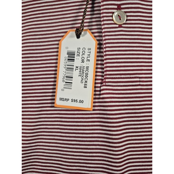 NWT Peter Millar Performance Polo Size XL Harvard University Golf Red Striped - Picture 4 of 7